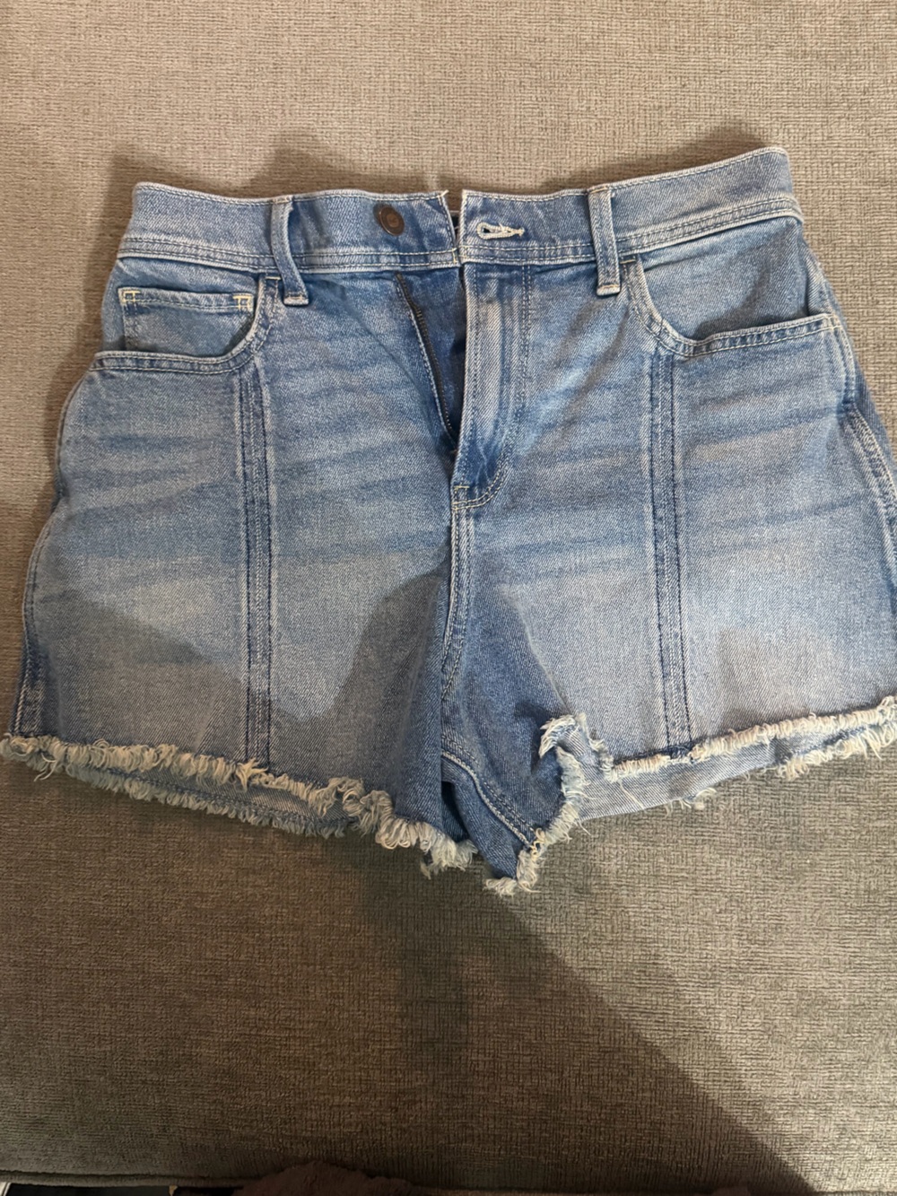 Hollister Light Blue Denim Shorts with Frayed Trim